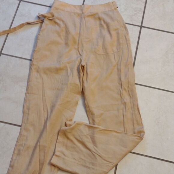 Revolve pants L'Academie Los Angeles The Danette Bronze Button Fly tie waist XS - Picture 11 of 12